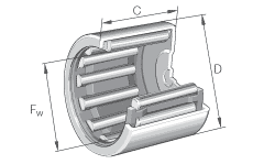 Игольчатые роликоподшипники с одним наружным штампованным кольцом, закрытым с одной стороны BK